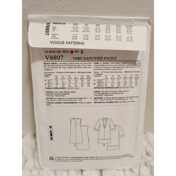 Vogue V8897 Sewing Pattern | Very Easy Loose Fit Pullover Dress - Picture 6 of 10